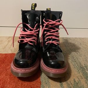 Dr Martens Black and Hot Pink Patent Leather